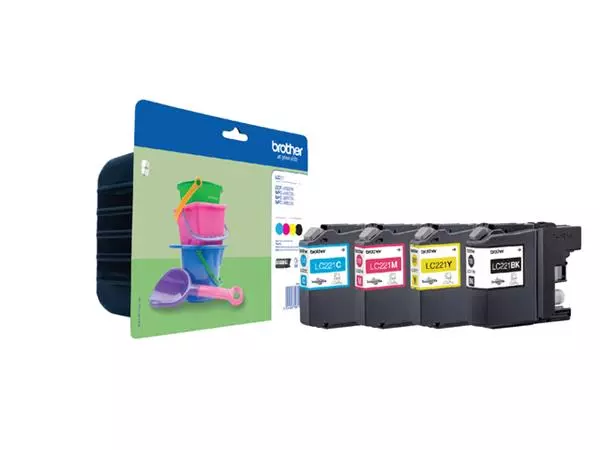 Inktcartridge Brother LC-221VALBP zwart + 3 kleuren