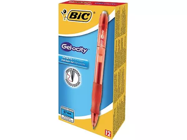 Een Gelschrijver Bic Gel-ocity medium rood koop je bij De Rijk Kantoorshop