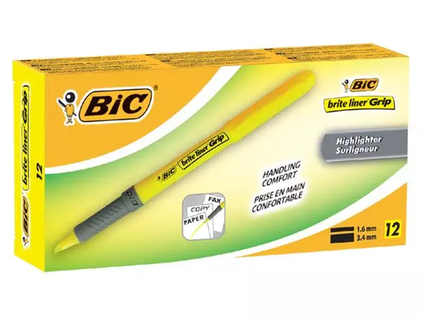 Een Markeerstift Bic brite liner grip geel koop je bij De Joma BV