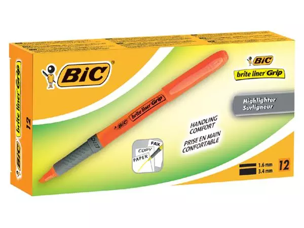 Een Markeerstift Bic brite liner grip oranje koop je bij Kantorice office & business supplies