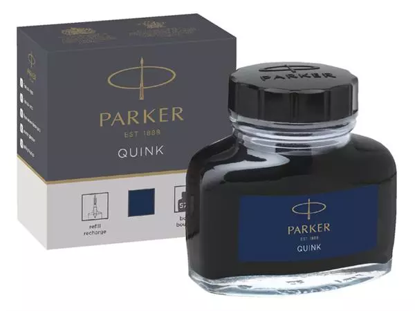 Een Vulpeninkt Parker Quink permanent 57ml blauw/zwart koop je bij All Office Kuipers BV