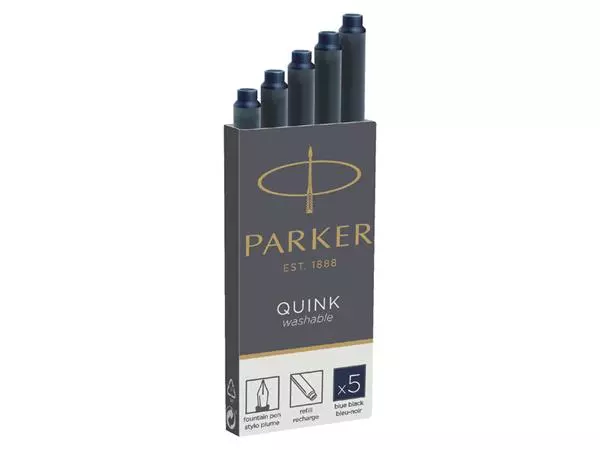 Een Inktpatroon Parker Quink permanent blauwzwart pak à 5 stuks koop je bij De Joma BV