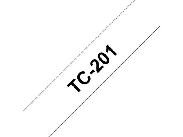 Een Labeltape Brother P-touch TC-201 standaard 12mm zwart op wit koop je bij Deska Alles voor Kantoor