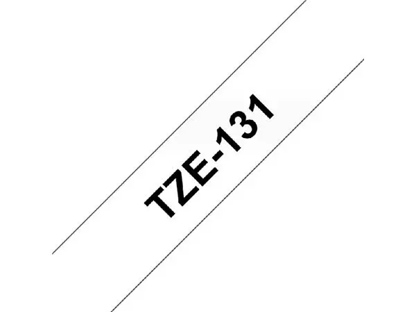 Een Labeltape Brother P-touch TZe-131 standaard 12mm zwart op transparant koop je bij Deska Alles voor Kantoor