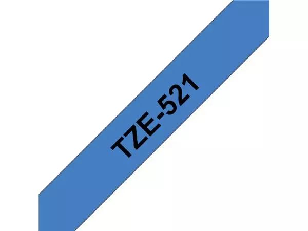 Een Labeltape Brother P-touch TZe-521 standaard 9mm zwart op blauw koop je bij Deska Alles voor Kantoor