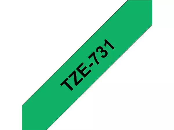Een Labeltape Brother P-touch TZE-731 12mm zwart op groen koop je bij De Joma BV