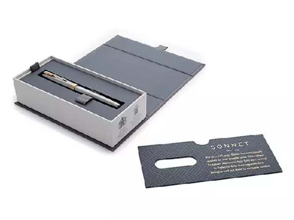 Een Vulpen Parker Sonnet stainless steel GT fijn koop je bij Kantorice office & business supplies