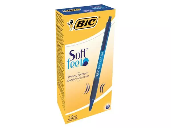 Een Balpen Bic soft feel grip clic medium blauw koop je bij Continu Kantoor