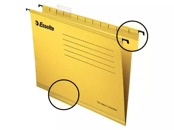 Een Hangmap Esselte Classic A4 V-bodem 345x240mm geel koop je bij Kantorice office & business supplies