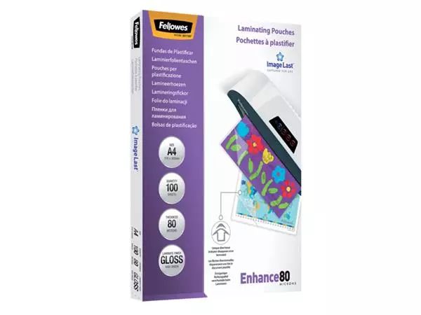 Een Lamineerhoes Fellowes A4 2x80micron glans 100stuks koop je bij Schellen Boek- en Kantoorboekhandel