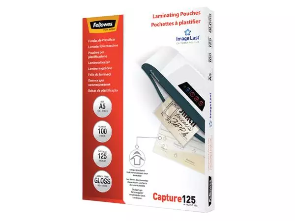 Een Lamineerhoes Fellowes A5 2x125micron glans 100 stuks koop je bij Quality Office Supplies