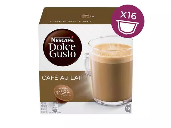 Een Koffiecups Dolce Gusto Cafe au Lait 16 stuks koop je bij Continu Kantoor