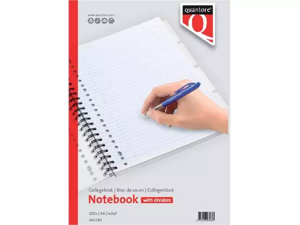 Een Collegeblok Quantore A4 lijn 23-gaats 4 tabs 100vel 70gr koop je bij Kantorice office & business supplies