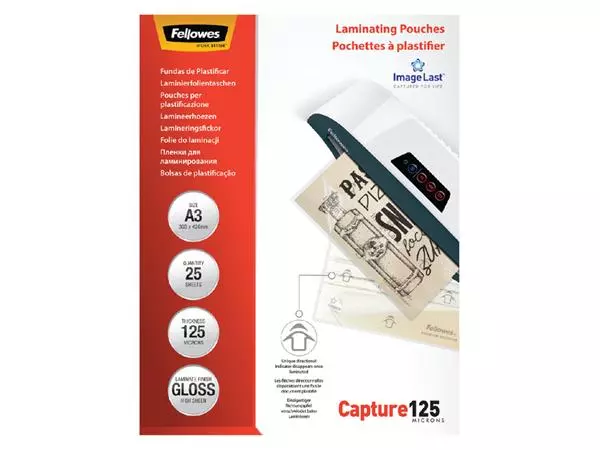 Een Lamineerhoes Fellowes A3 2x125micron glans 25 stuks koop je bij Quality Office Supplies