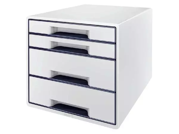 Een Ladenblok Leitz WOW CUBE A4 maxi 4 laden wit/grijs koop je bij Friese Schrijfkamer