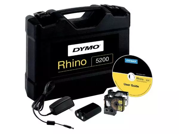 Een Labelprinter Dymo Rhino 5200 industrieel abc 19mm geel in koffer koop je bij Topkantoor Repro Creatief