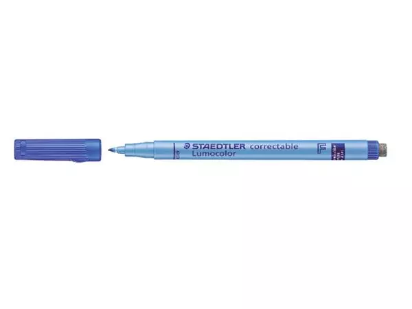Een Viltstift Staedtler Lumocolor 305 non permanent correctable F blauw koop je bij De Joma BV