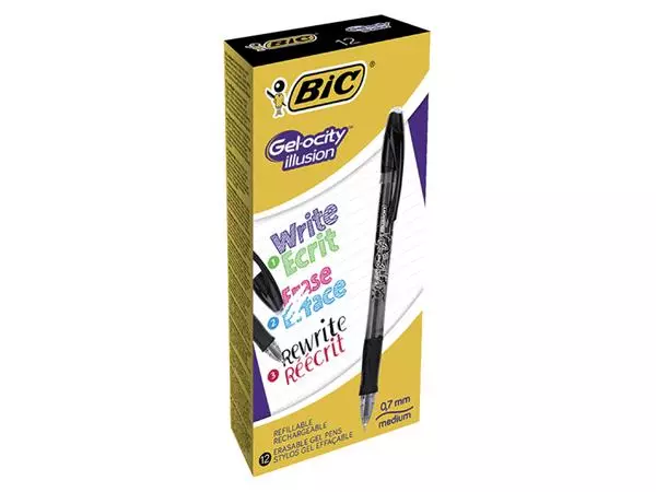 Een Gelschrijver Bic Gelocity illusion M zwart koop je bij "De Waal" Kantoor Efficiency