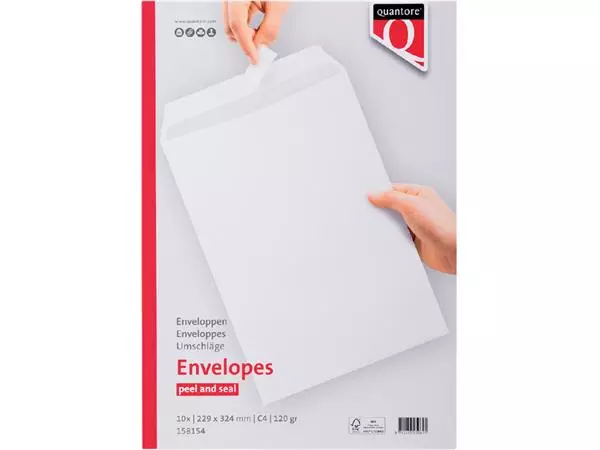 Een Envelop Quantore akte C4 229x324mm zelfklevend wit 10 stuks koop je bij Romijn Office Supply