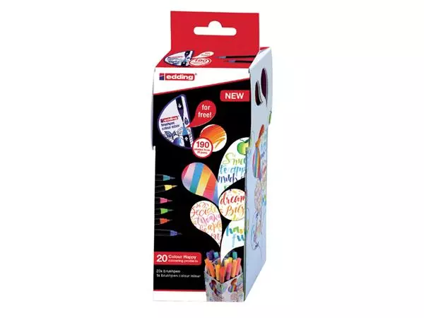 Een Brushpen edding 1340 Colour Happy assorti blister à 20+1 gratis koop je bij Topkantoor Repro Creatief