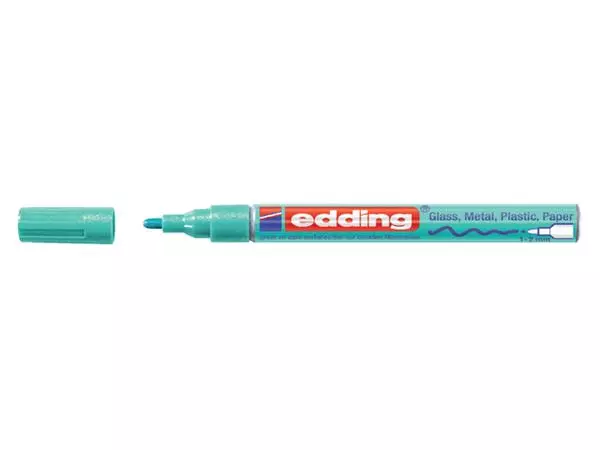 Een Viltstift edding 751 lak rond 1-2mm metallic groen koop je bij "De Waal" Kantoor Efficiency