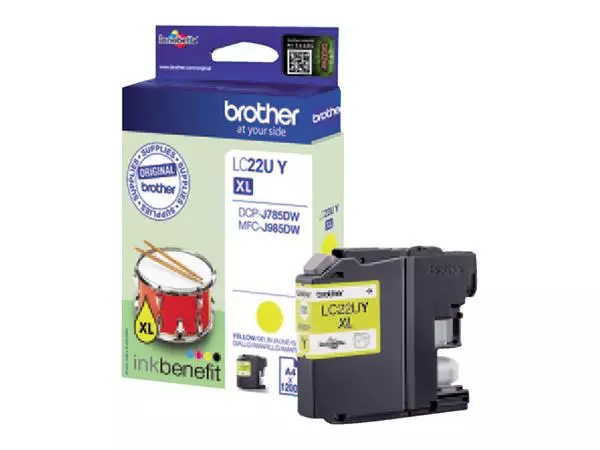 Een Inktcartridge Brother LC-22UY geel koop je bij De Joma BV