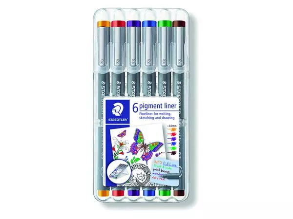 Een Fineliner Staedtler Pigment 308 0.3mm set à 6st assorti koop je bij Sysdicom BV