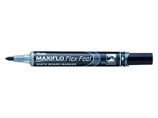 Een Viltstift Pentel MWL5SBF Maxiflo whiteboard rond 1.5-4.5mm zwart koop je bij Continu Kantoor