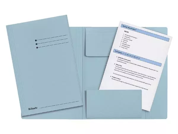 Een Dossiermap Esselte folio 3 kleppen manilla 275gr blauw koop je bij De Joma BV