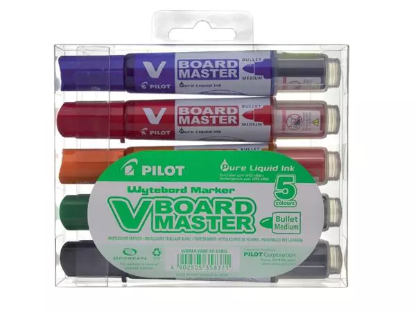 Een Viltstift PILOT Begreen whiteboard rond medium assorti etui à 5 stuks koop je bij Continu Kantoor