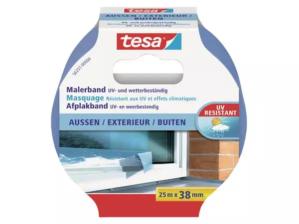 Een Afplaktape tesa® Professional outdoor 25mx38mm blauw koop je bij Schellen Boek- en Kantoorboekhandel