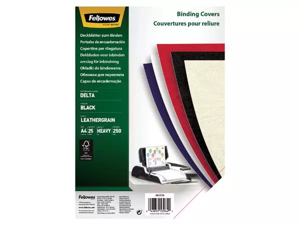 Een Couverture Fellowes A4 imitation cuir noir 25 pièces koop je bij QuickOffice BV