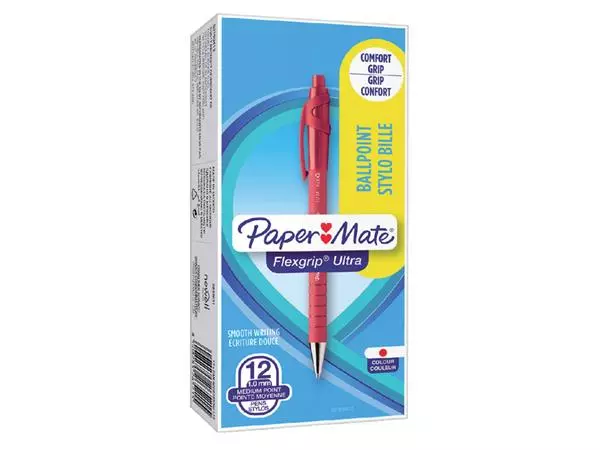 Een Balpen Paper Mate Flexgrip Ultra medium rood koop je bij Continu Kantoor