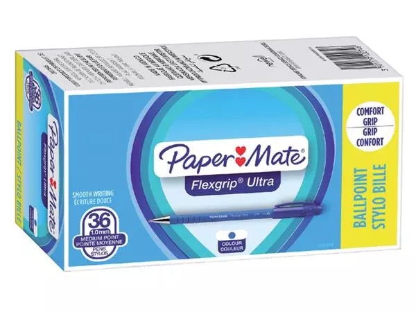 Een Balpen Paper Mate Flexgrip Ultra medium blauw valuepack 30+6 gratis koop je bij Deska Alles voor Kantoor