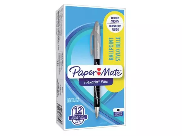 Een Balpen Paper Mate Flexgrip Elite breed zwart koop je bij WinkelVolWinkels