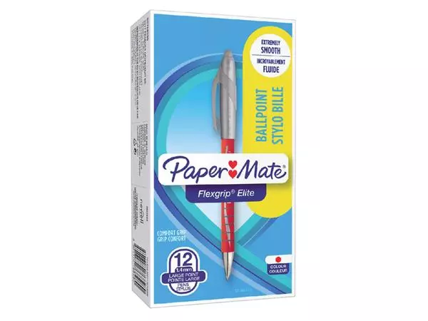 Een Balpen Paper Mate Flexgrip Elite breed rood koop je bij Friese Schrijfkamer