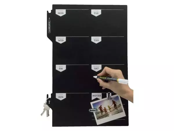 Krijtbord securit silhouette weekplanner zwart + 1 marker