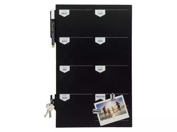 Een Krijtbord securit silhouette weekplanner zwart + 1 marker koop je bij Continu Kantoor