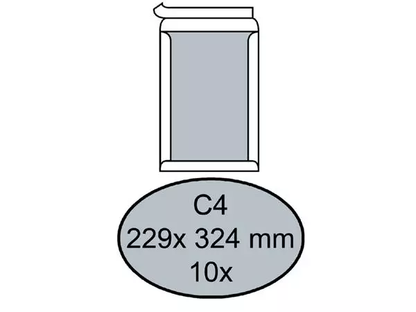 Een Envelop Quantore bordrug C4 229x324mm zelfklevend wit 10 stuks koop je bij "De Waal" Kantoor Efficiency