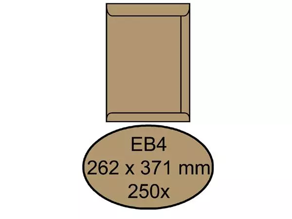 Een Envelop Quantore akte EB4 262x371mm bruinkraft 250stuks koop je bij De Joma BV