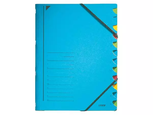 Een Sorteermap Leitz 12 tabbladen karton blauw koop je bij All Office Kuipers BV