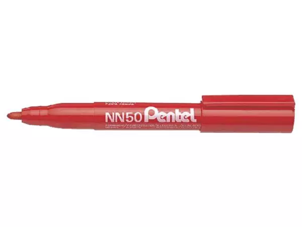 Een Viltstift Pentel NN50 rond 1.3-3mm rood koop je bij De Joma BV
