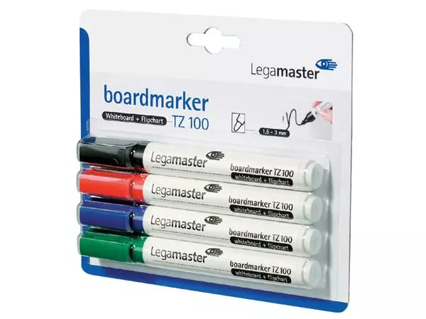 Een Viltstift Legamaster TZ 100 whiteboard rond 1.5-3mm assorti blister à 4 stuks koop je bij De Rijk Kantoorshop