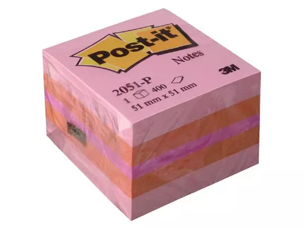 Een Memoblok Post-it 2051 51x51mm kubus roze koop je bij De Joma BV