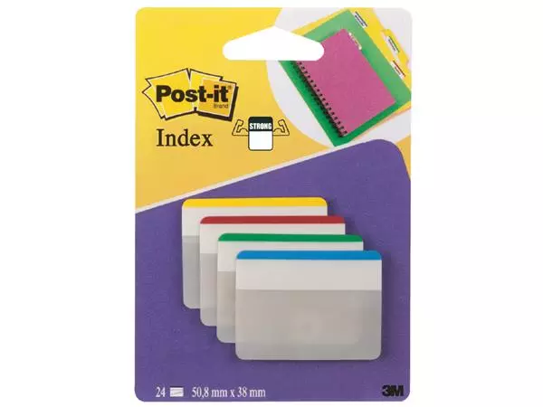 Een Indextabs Post-it 686F1 38x50.8mm strong recht assorti 24 tabs koop je bij WinkelVolWinkels