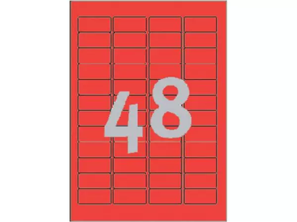 Een Etiket Avery Zweckform L6038-20 45.7x21.2mm rood 960stuks koop je bij De Joma BV