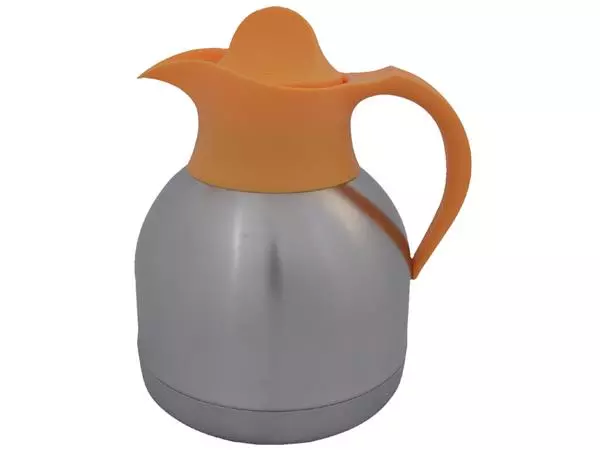 Een Thermoskan Biaretto theekan 1liter roestvrijstaal gele dop koop je bij Quality Office Supplies