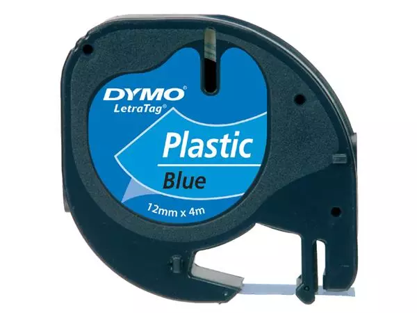 Een Labeltape Dymo letratag 91205 12mmx4m plastic zwart op blauw koop je bij Sysdicom BV