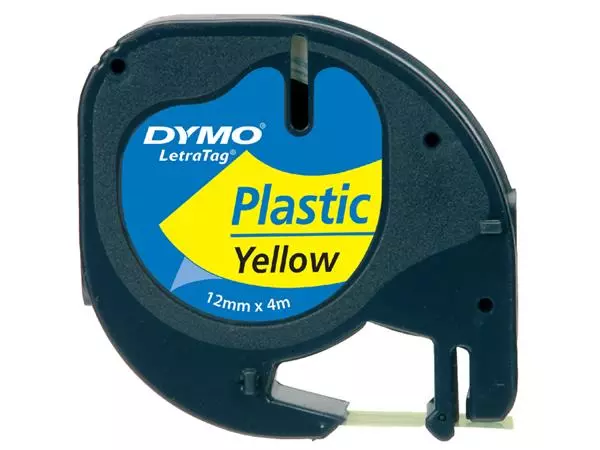 Een Labeltape Dymo LetraTag plastic 12mm geel koop je bij All Office Kuipers BV