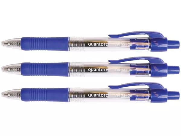 Een Gelschrijver Quantore grip drukknop 0.7mm blauw koop je bij "De Waal" Kantoor Efficiency